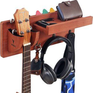 Wooden Guitar Wall Mount Key Hanger Shelf Mail Organizer Key Holder Decorative